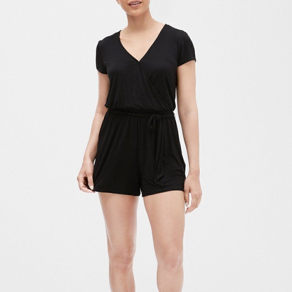 Gap Black Wrap-Front Romper